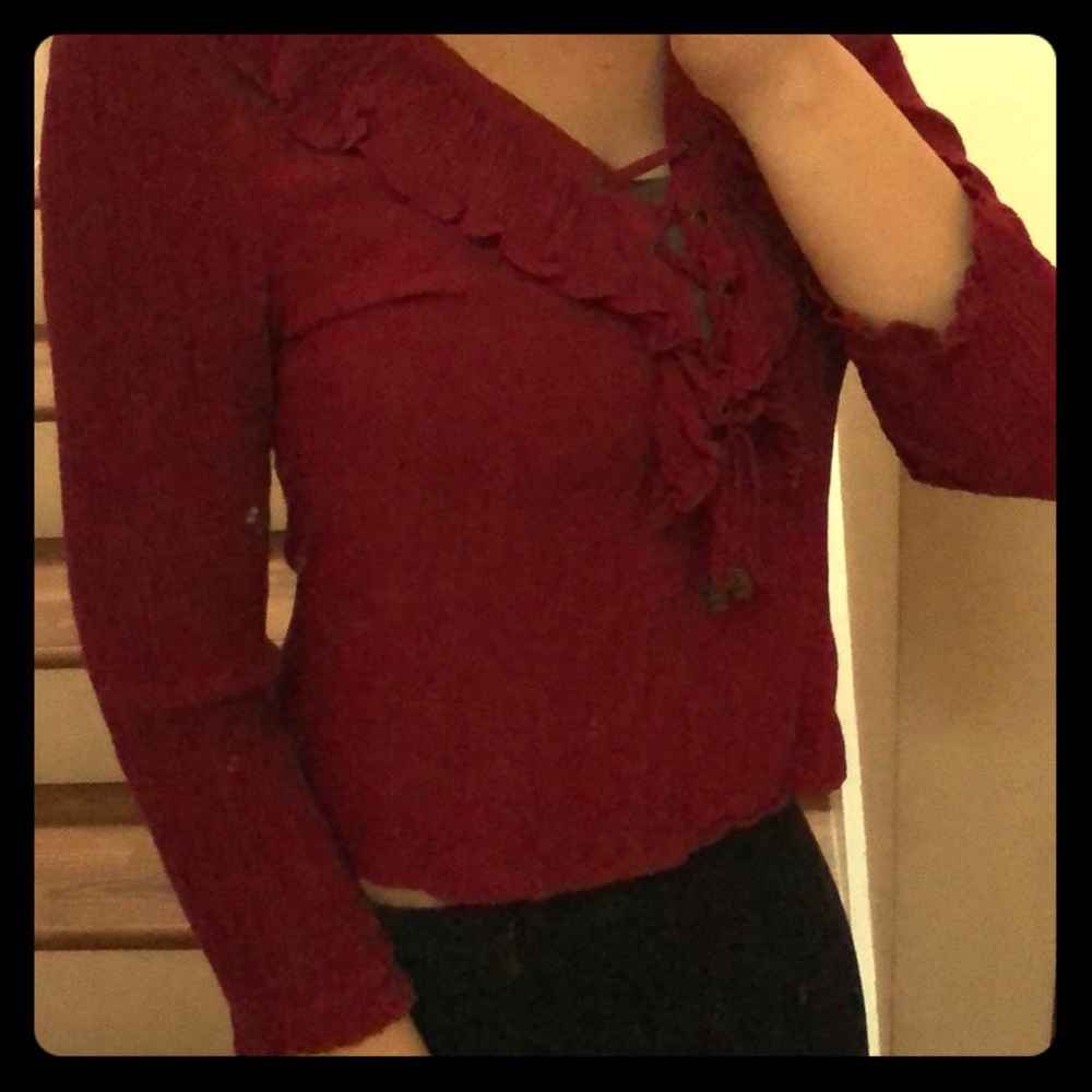 Red ruffle shirt